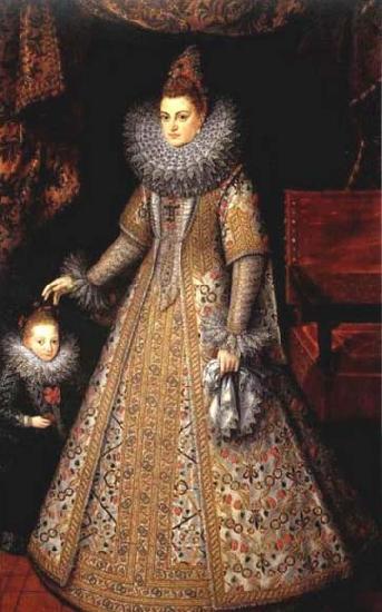 POURBUS, Frans the Younger Portrait of Isabella Clara Eugenia of Austria with her Dwarf oil painting picture